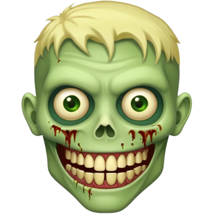 Zumbi verde com dente dourado um pouco humano emoji