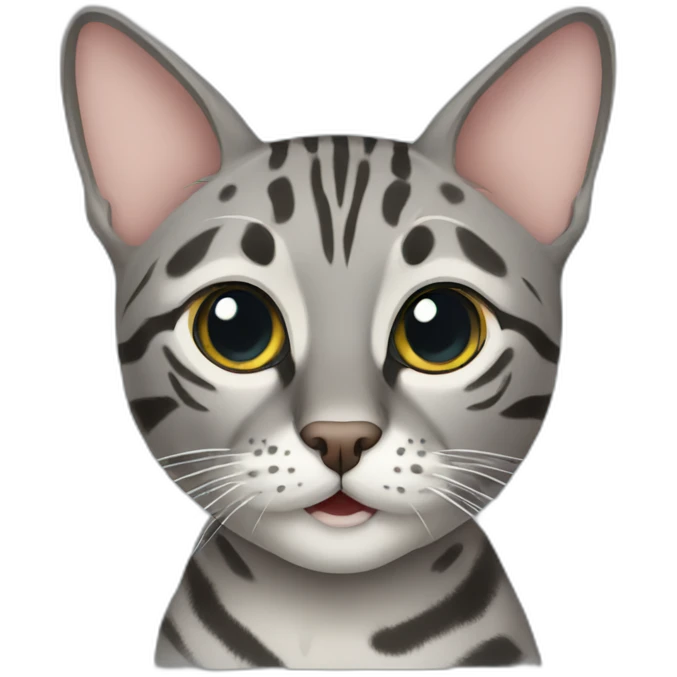 Grey Bengal cat emoji