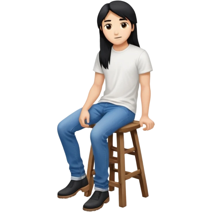 a person sitting on stool with full backward turned

 emoji