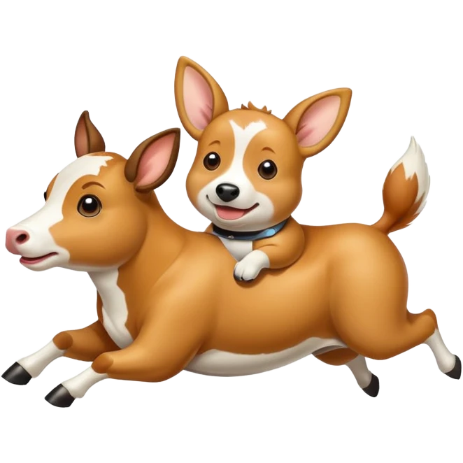 fawn corgi chasing a cow emoji