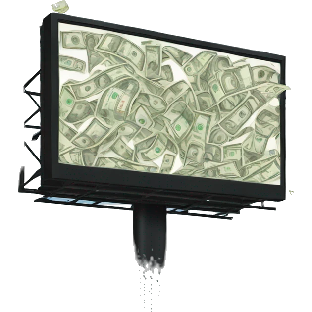 Billboard with raining money emoji
