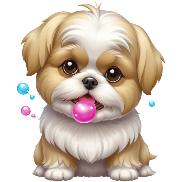 Blonde Shih tzu blowing bubble gum emoji