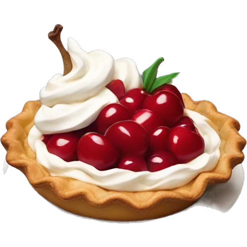 Cherry pie with red whipped cream emoji