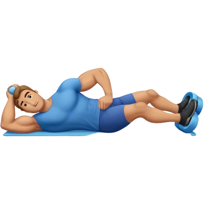 buff guy lying lats down on foam-roller emoji