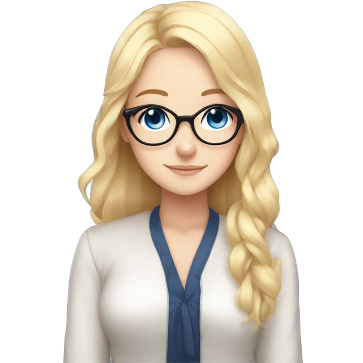 gorgeous anime lady with blue eyes and glasses butterflies and beautiful blonde hair emoji
