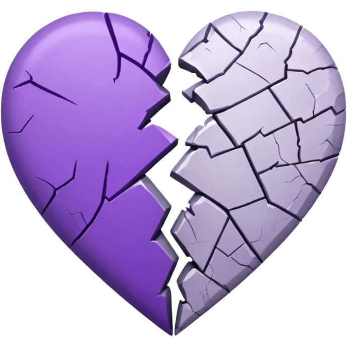coração quebrado metade branco metade roxo emoji