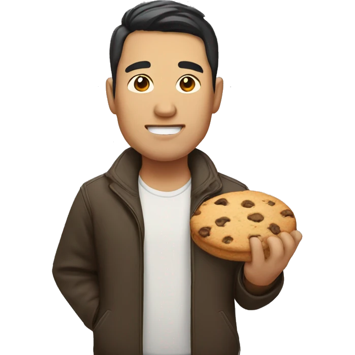 Heavy Asian man with cookies  emoji