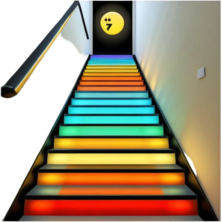 Lights up stairs 1 at floor looking down stairs emoji