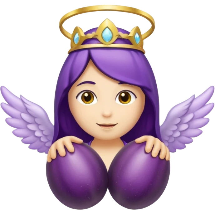 Original eggplant emoji wearing an angelic halo emoji
