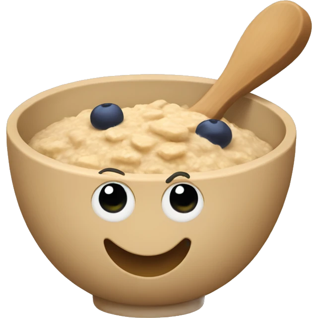 Oatmeal with a wooden spoon in it emoji