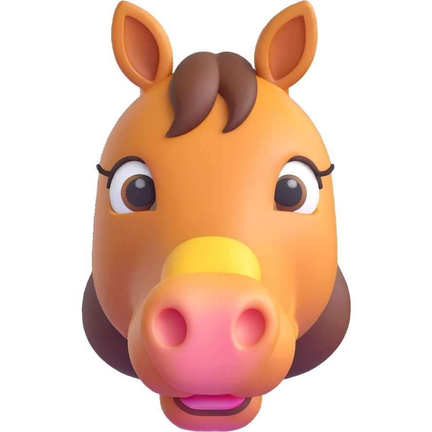 cute and rounded horse, 3D emoji style, facing forward emoji