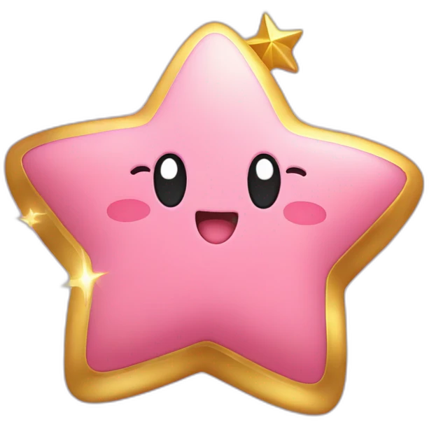 cute happy Kirby holding a golden star emoji