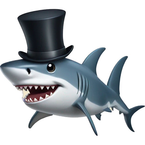 Shark with a top hat emoji