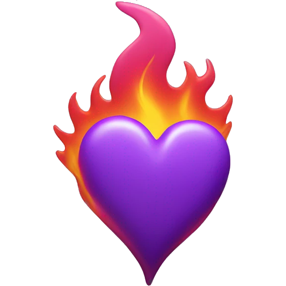 A Purple Heart with pink flames  emoji