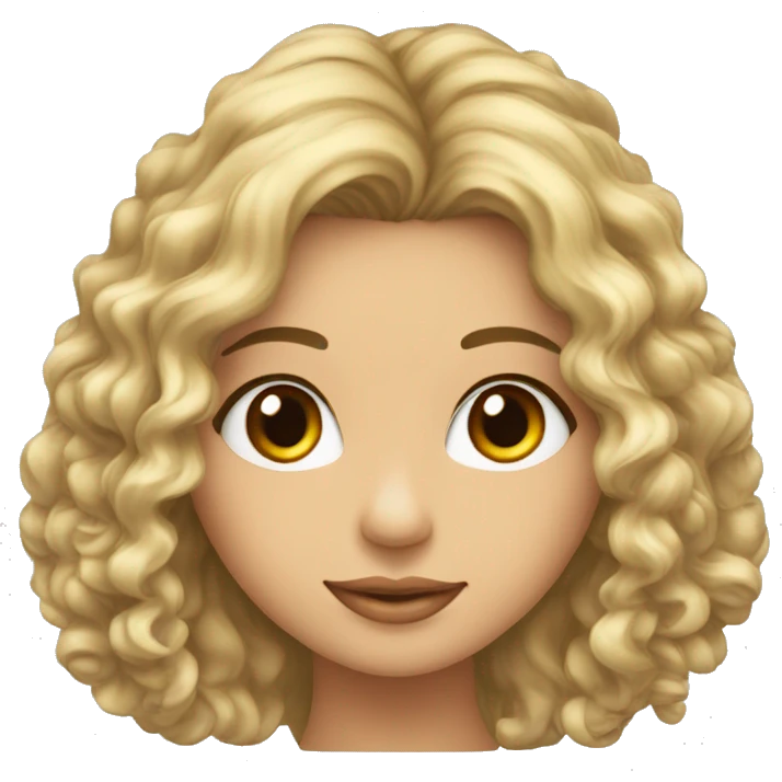 Mujer pelo largo rizado mechas ojos pequeños nariz granderubia emoji
