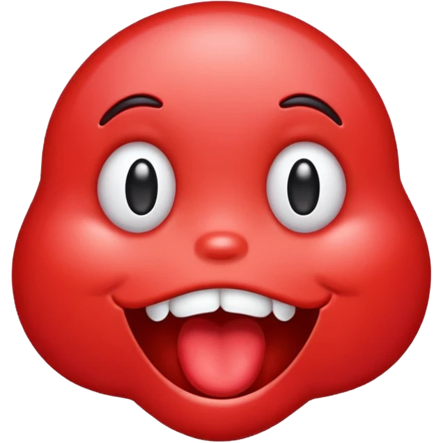 Make the siley emoji to be red and drooling. Make it look realistic emoji