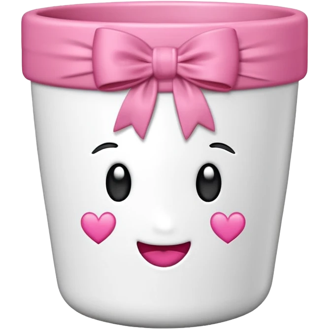 vaso branco com laço rosa sem flores emoji