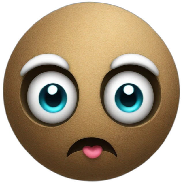3d sphere with a cartoon dirt texture with big beautiful eyes emoji