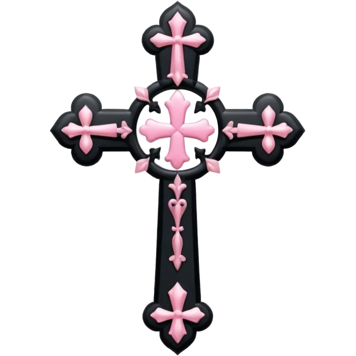 soft cute black pink goth cross , no woman emoji