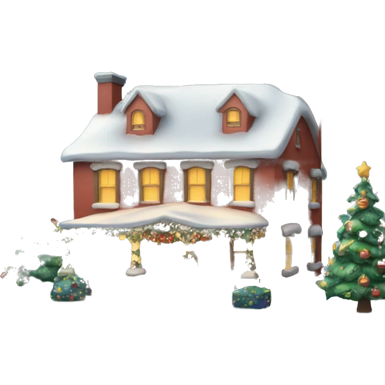 A house with Christmas decor with the number 1827  emoji
