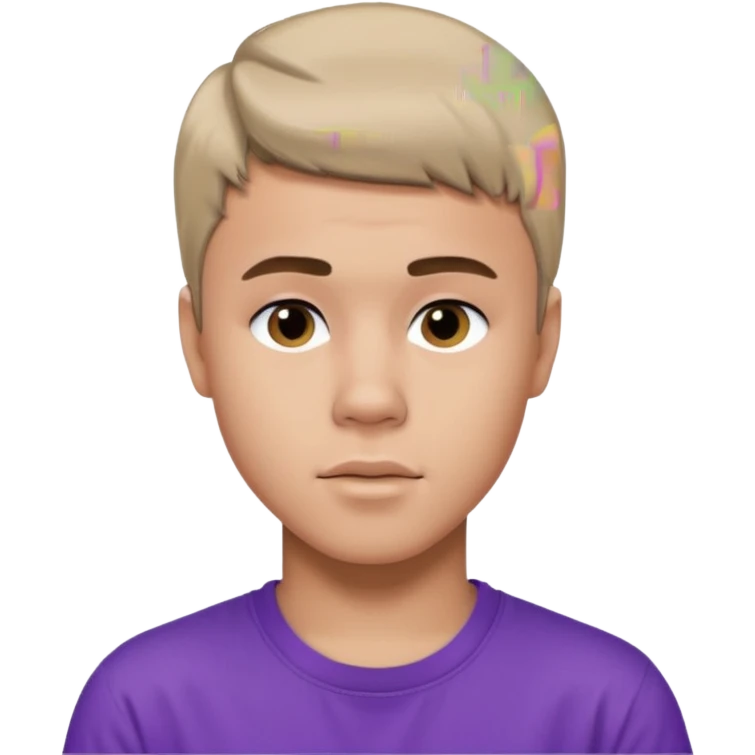 justin bieber, wear purple t shirt emoji