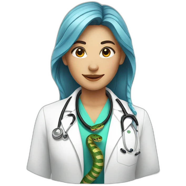 A white doctor with a snake around her neck emoji