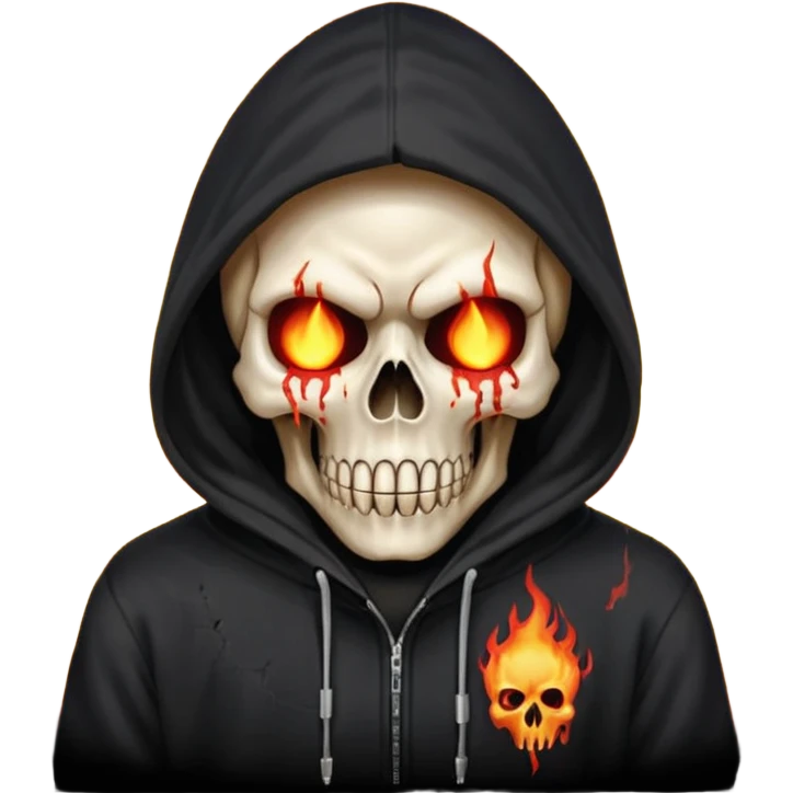Bro I wanna skull with hoodie on the hoodie has to be on fire and I want matrix blood with the codes and weird numbers spilling out eyes and mouth emoji
