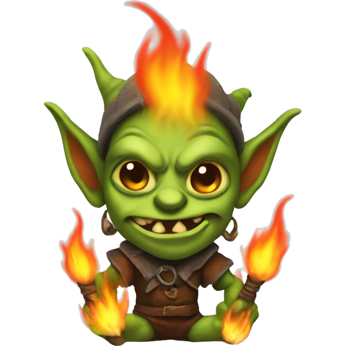 goblin on fire with horns emoji