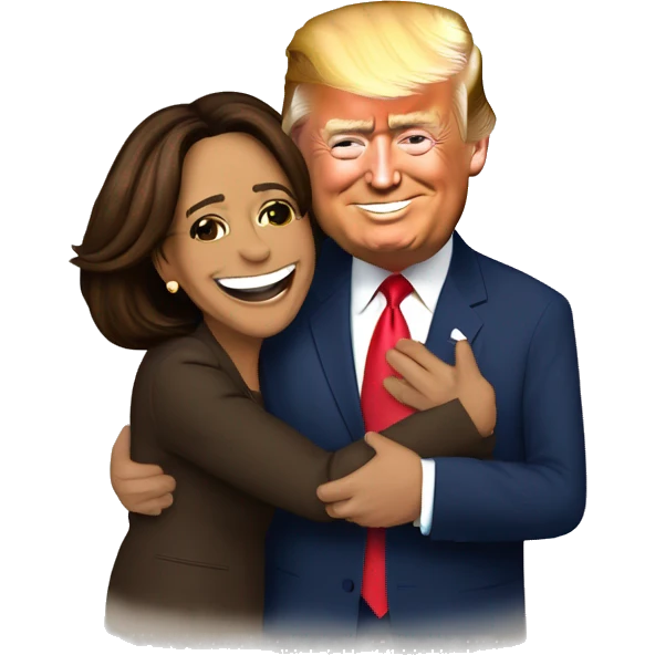 kamala harris, donald trump, and joe biden group hug emoji