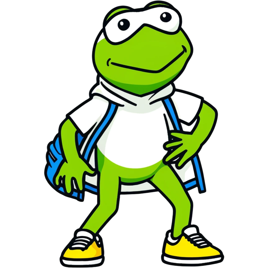 Kermit wearing Nikes and clothes emoji