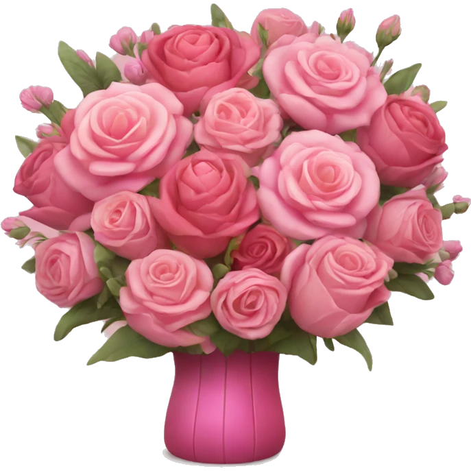 Huge pink flower bouquet with different flowers and pink tones and roses emoji