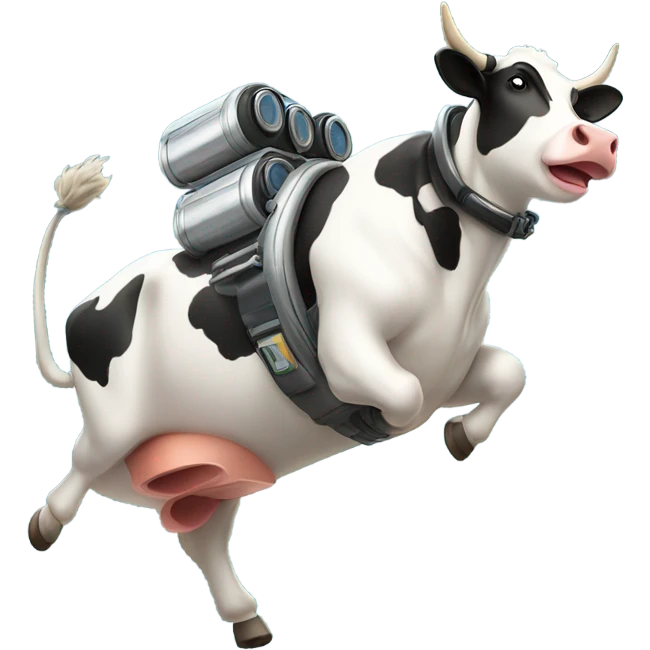 flying cow with jet pack emoji