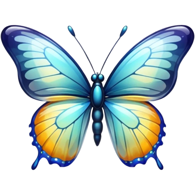 transparent butterfly, shiny and translucent glass style emoji