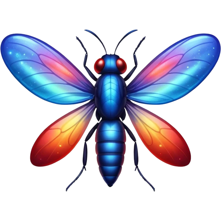 glitter red and blue firefly emoji
