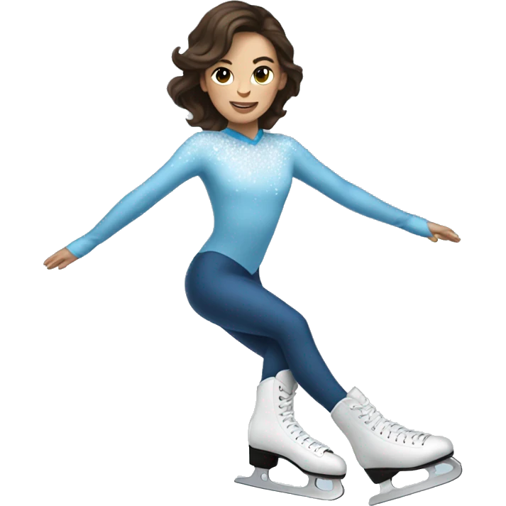 brunette ice skating double axel emoji