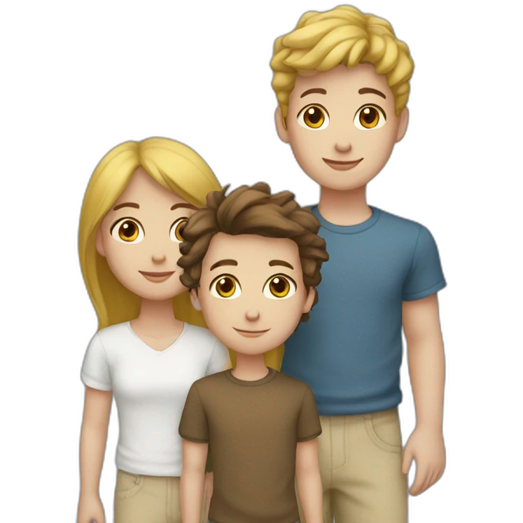 three white siblings one girl 2 boys emoji