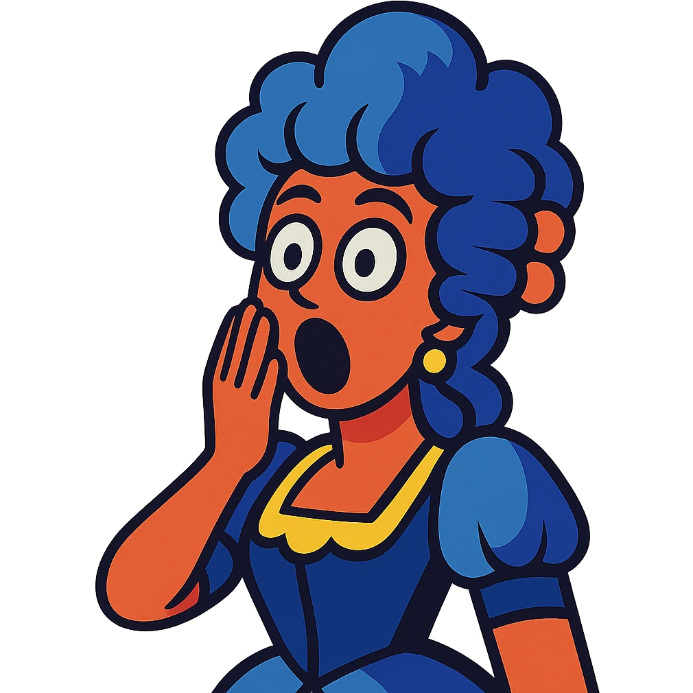 vibrant toon style character gasping with a fancy wig emoji