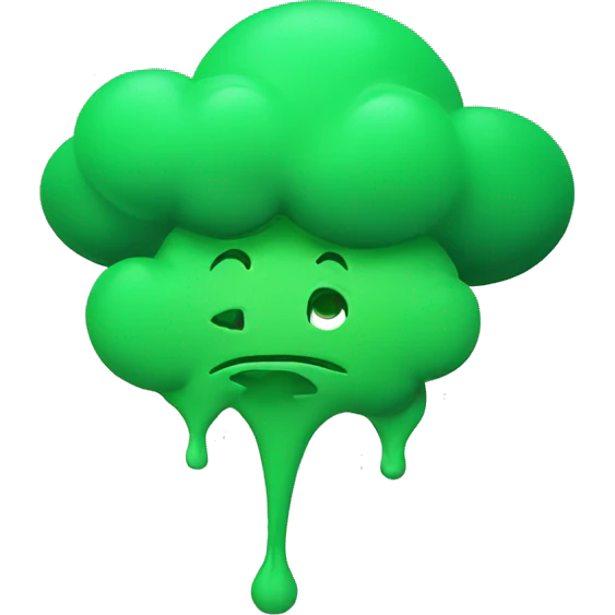 Green cloud with a face, wearing a hat emoji