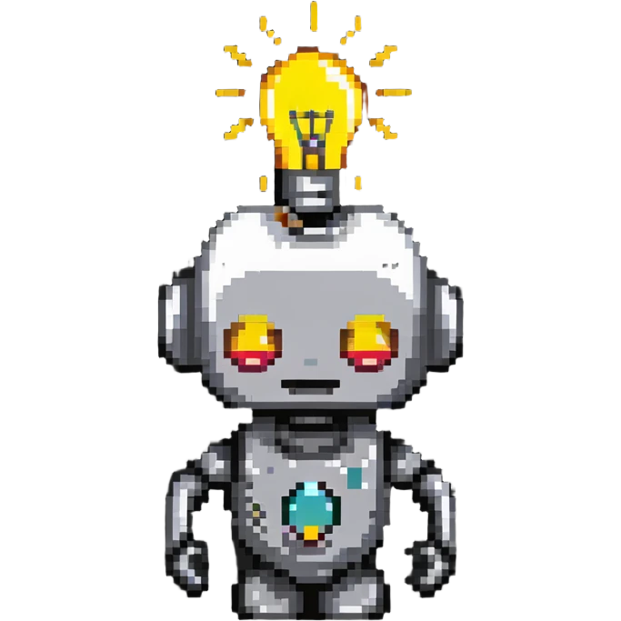 robot emoji with a lightbulb above its head, representing thinking emoji