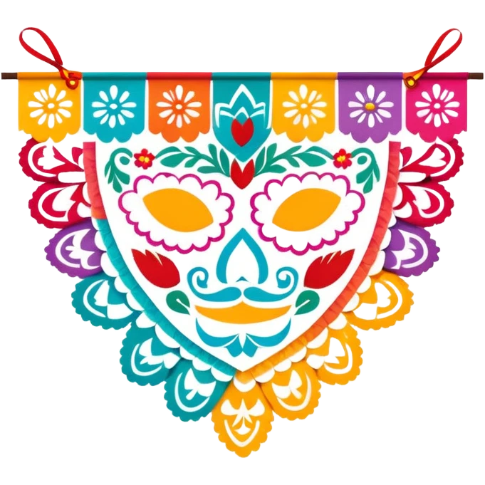 colorful papel picado Mexican banner decoration emoji