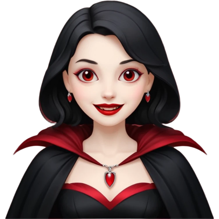 Vampire lady in black dress with cape, smile emoji