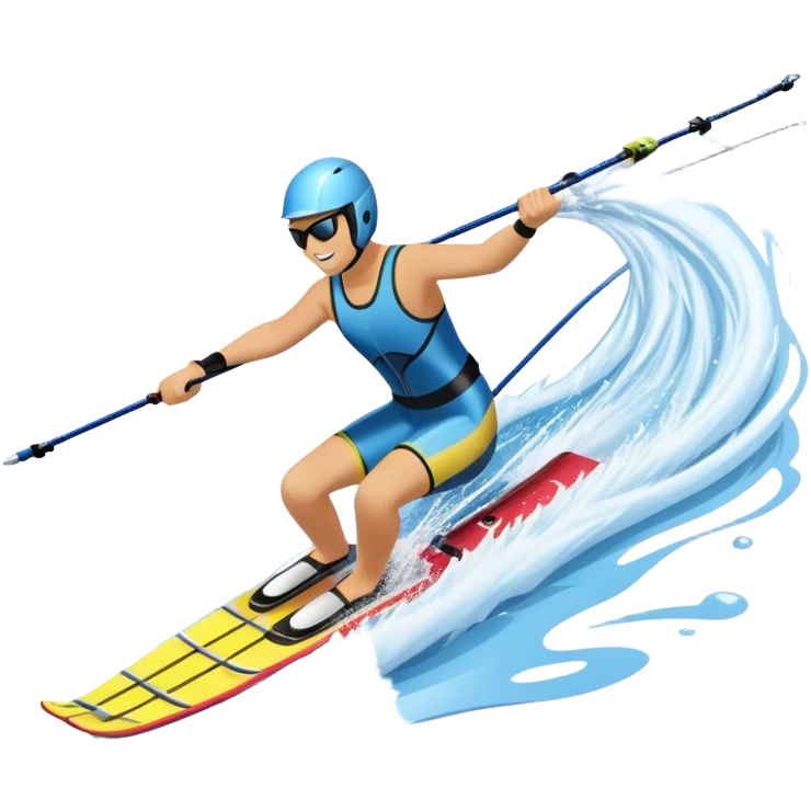 An icon featuring a close-up collage of water skis, splashing water across the surface. The design highlights the motion of the skis cutting through the water. Transparent background emphasizes the thrill of water skiing. emoji