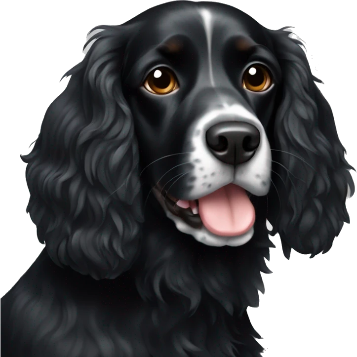 Black spaniel with white flash on chest emoji