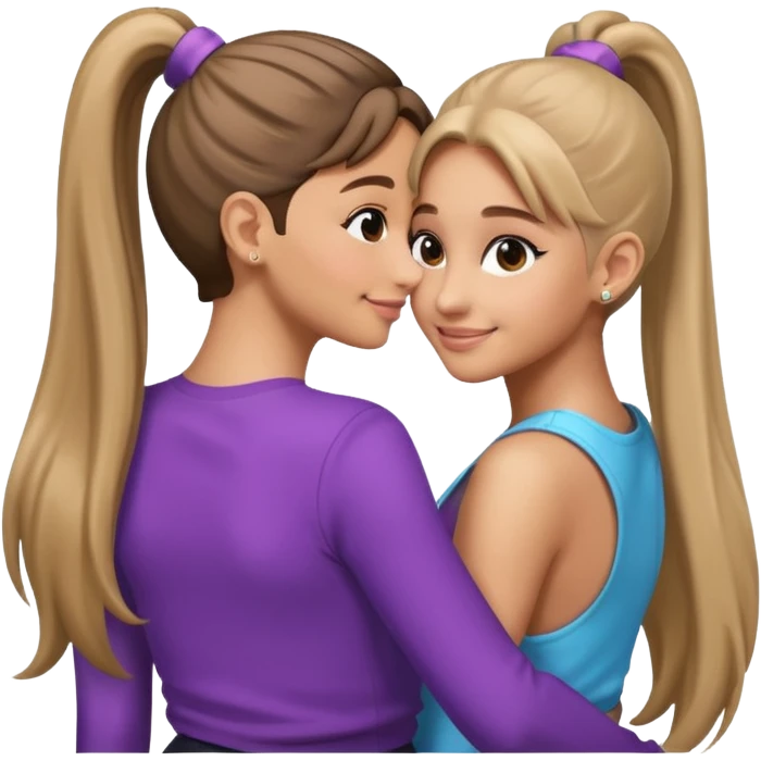  Ariana grande back view with long hair in a ponytail leaning on another girl with long hair in a ponytail  emoji