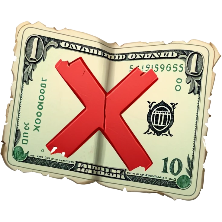 a money billet with a red X shape through, like for free emoji