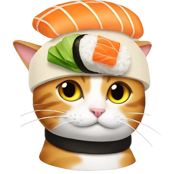 cat wearing sushi as a hat emoji