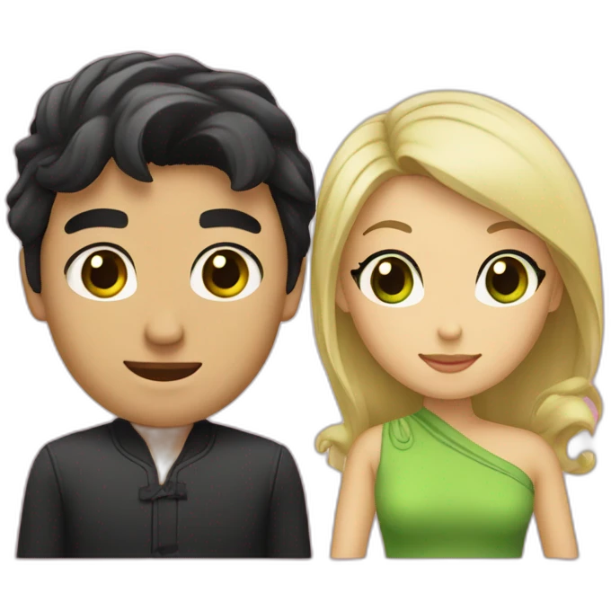 Two married people, consisting of a man with black hair and Asian black eyes, and a woman with blonde hair and green eyes.” emoji