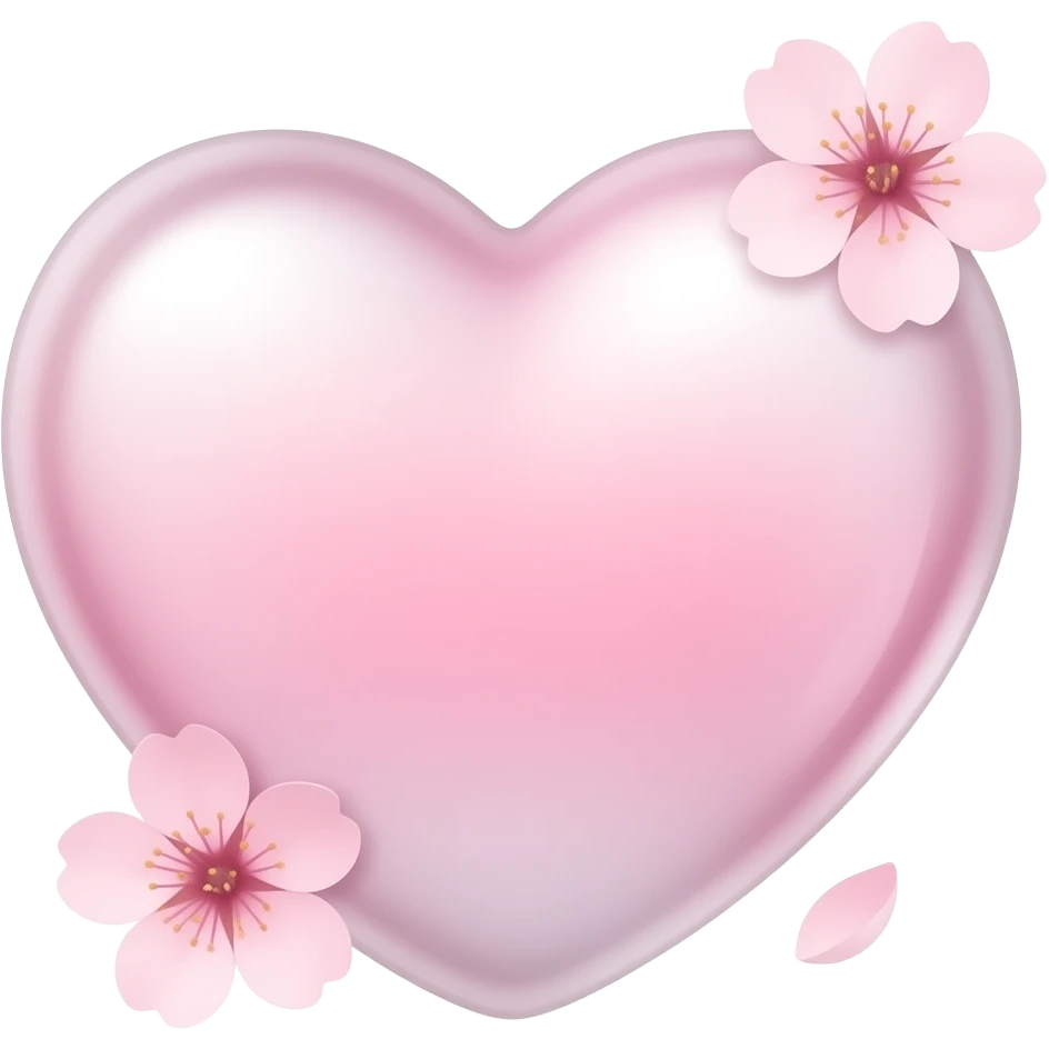 a smaller pale pink transparent heart (more transparent and shape) and with some cherry blossom outside emoji