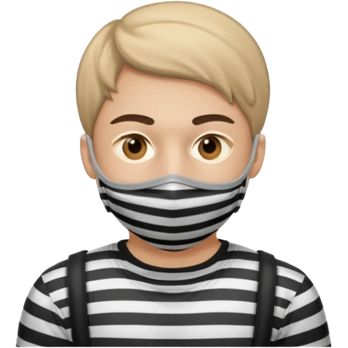 Thief with stripped shirt, face mask emoji