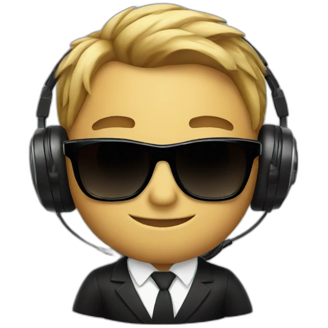 james bond with sunglasses and headphones on  emoji